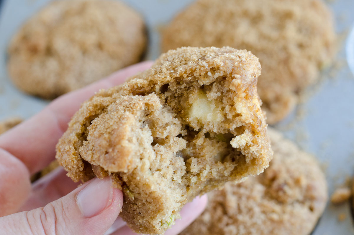 bite out of apple muffin