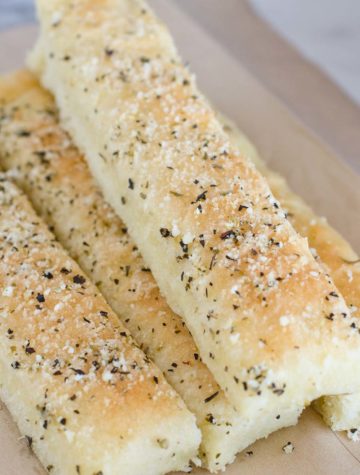 stack of homemade breadsticks